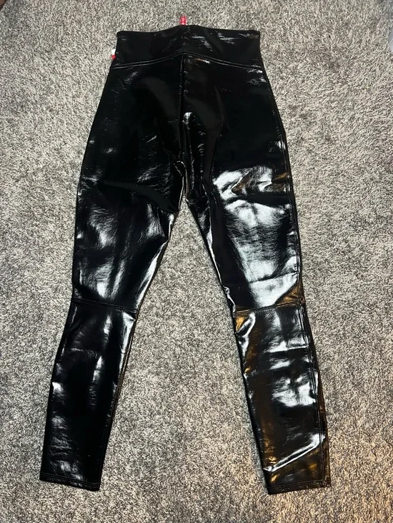 SPANX Shiny Faux-Leather High-Rise Leggings - Black - Picture 4 of 5